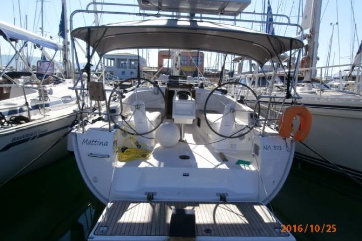 Cockpit of Mattina, a Bavaria Cruiser 37 sailboat at Municipal Unit of Lefkada, Greece