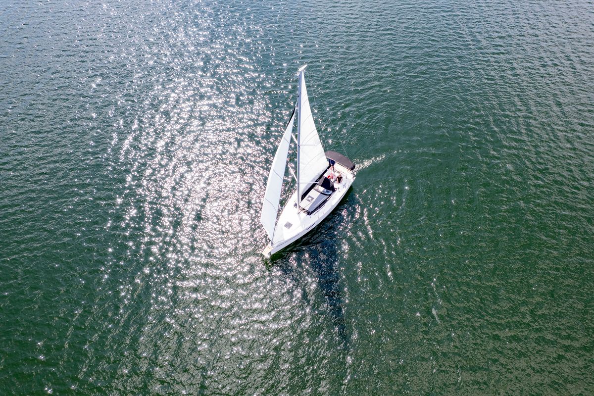 Exterior view of Zatoka Kaczerajno, a Northman Maxus 34 sailboat at Sztynort, Poland
