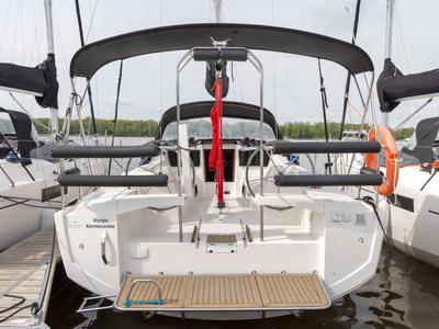 Deck of Zatoka Kaczerajno, a Northman Maxus 34 sailboat at Sztynort, Poland