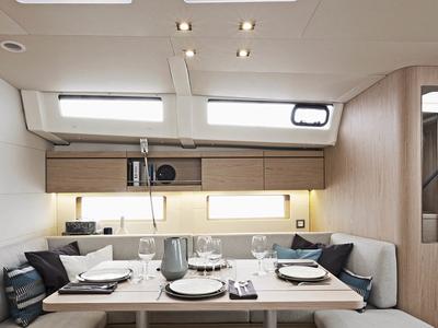 Salon of Oceanis 461/3/3 Premium, a Beneteau Oceanis 461 sailboat at Piraeus, Greece
