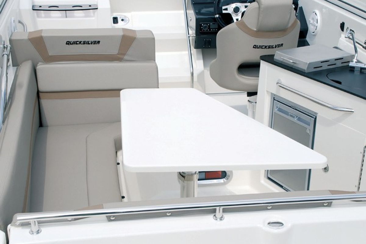 Deck of Quicksilver 805, a Quicksilver Activ 805 Cruiser motorboat at Tribunj, Croatia