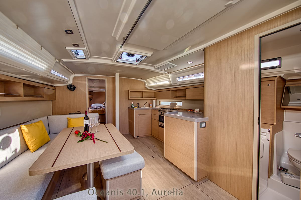 Salon of Aurelia, a Beneteau Oceanis 40.1 sailboat at Dubrovnik, Croatia