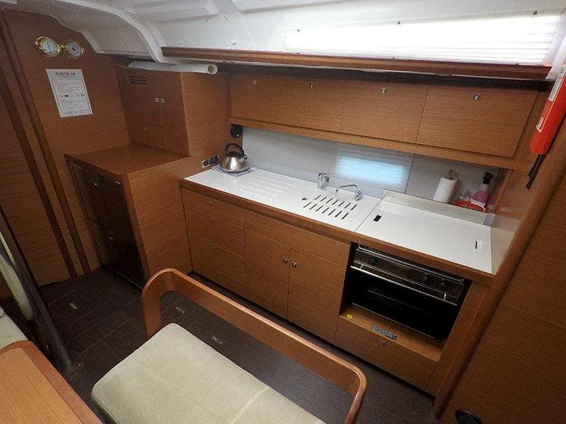 Galley of Sweetest taboo, a Dufour 430 GL sailboat at Grad Šibenik, Croatia