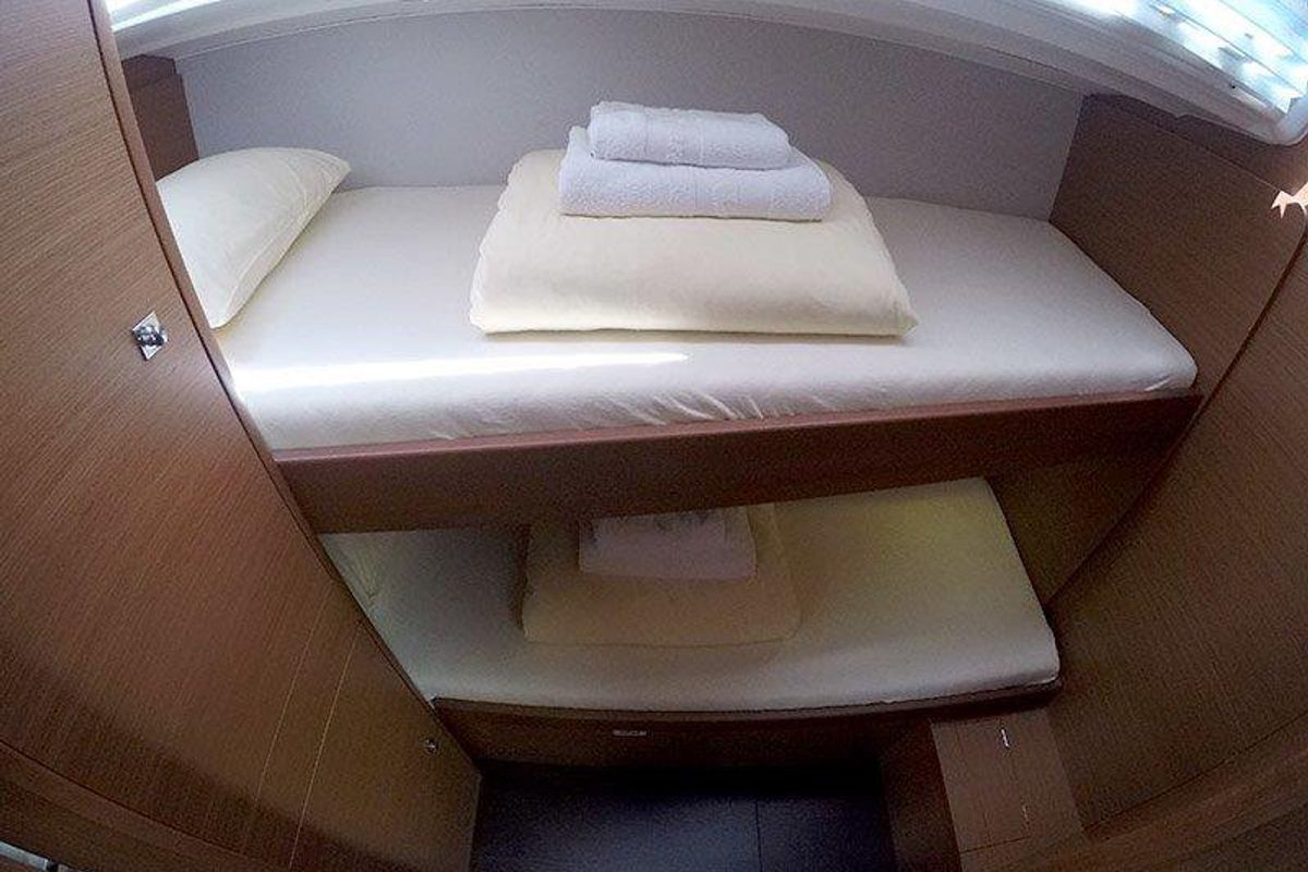 Cabin on Sweetest taboo, a Dufour 430 GL sailboat at Grad Šibenik, Croatia