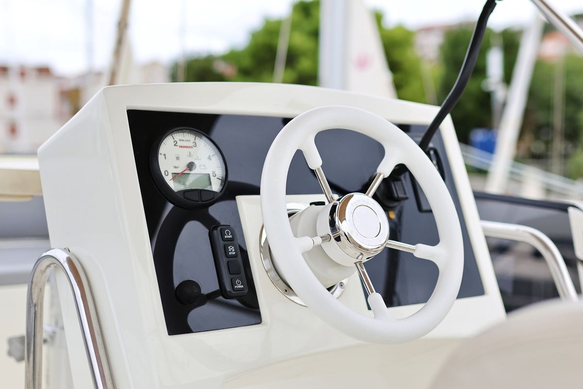 Cockpit of Running Gag I, a Cobra Yachts Futura 40 Grand Horizon yacht at Grad Biograd na Moru, Croatia