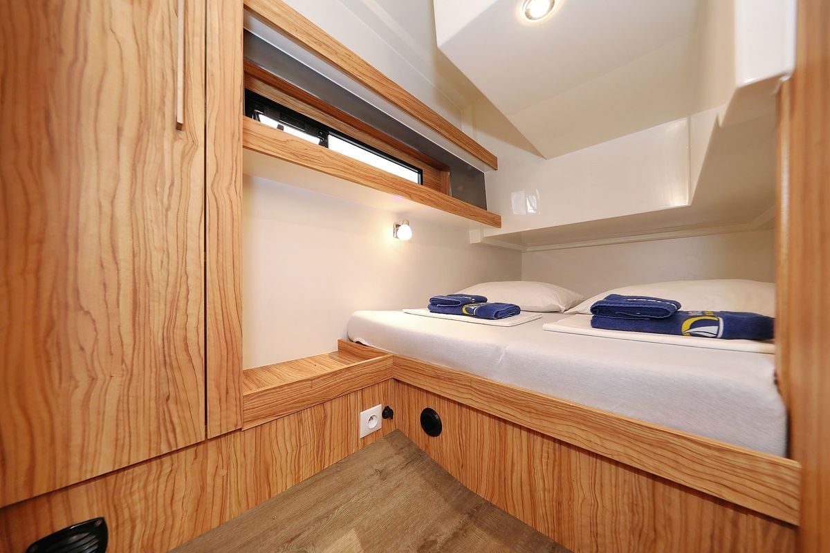 Cabin on Running Gag I, a Cobra Yachts Futura 40 Grand Horizon yacht at Grad Biograd na Moru, Croatia