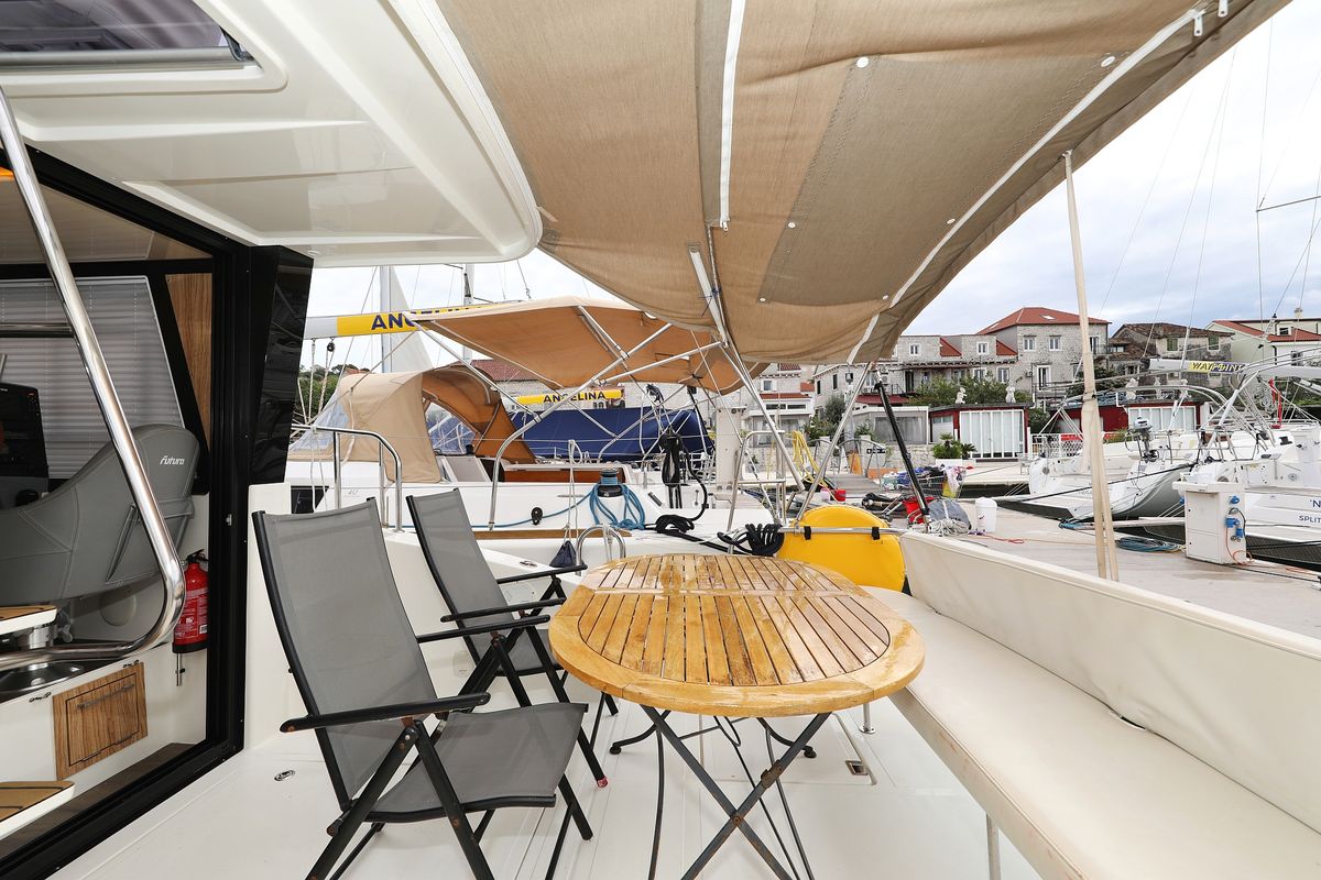 Deck of Running Gag I, a Cobra Yachts Futura 40 Grand Horizon yacht at Grad Biograd na Moru, Croatia