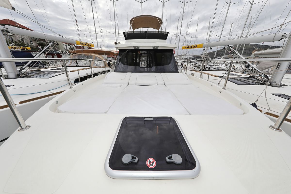 Deck of Running Gag I, a Cobra Yachts Futura 40 Grand Horizon yacht at Grad Biograd na Moru, Croatia