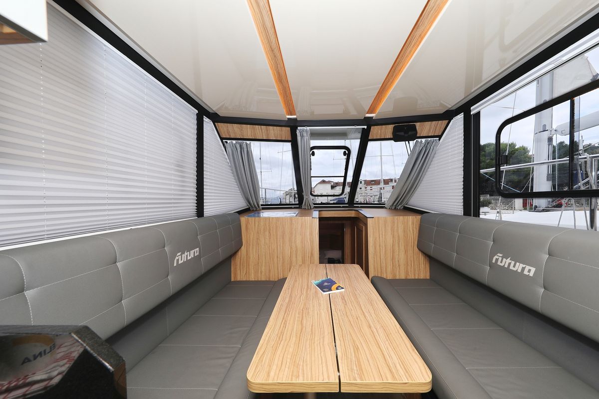 Salon of Running Gag I, a Cobra Yachts Futura 40 Grand Horizon yacht at Grad Biograd na Moru, Croatia