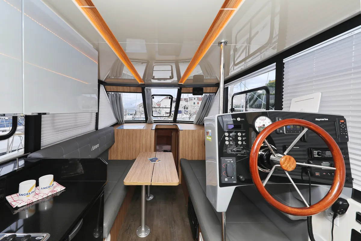 Salon of Running Gag I, a Cobra Yachts Futura 40 Grand Horizon yacht at Grad Biograd na Moru, Croatia