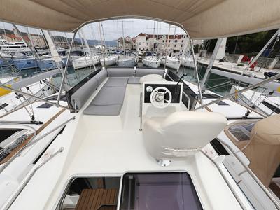 Cockpit of Running Gag I, a Cobra Yachts Futura 40 Grand Horizon yacht at Grad Biograd na Moru, Croatia