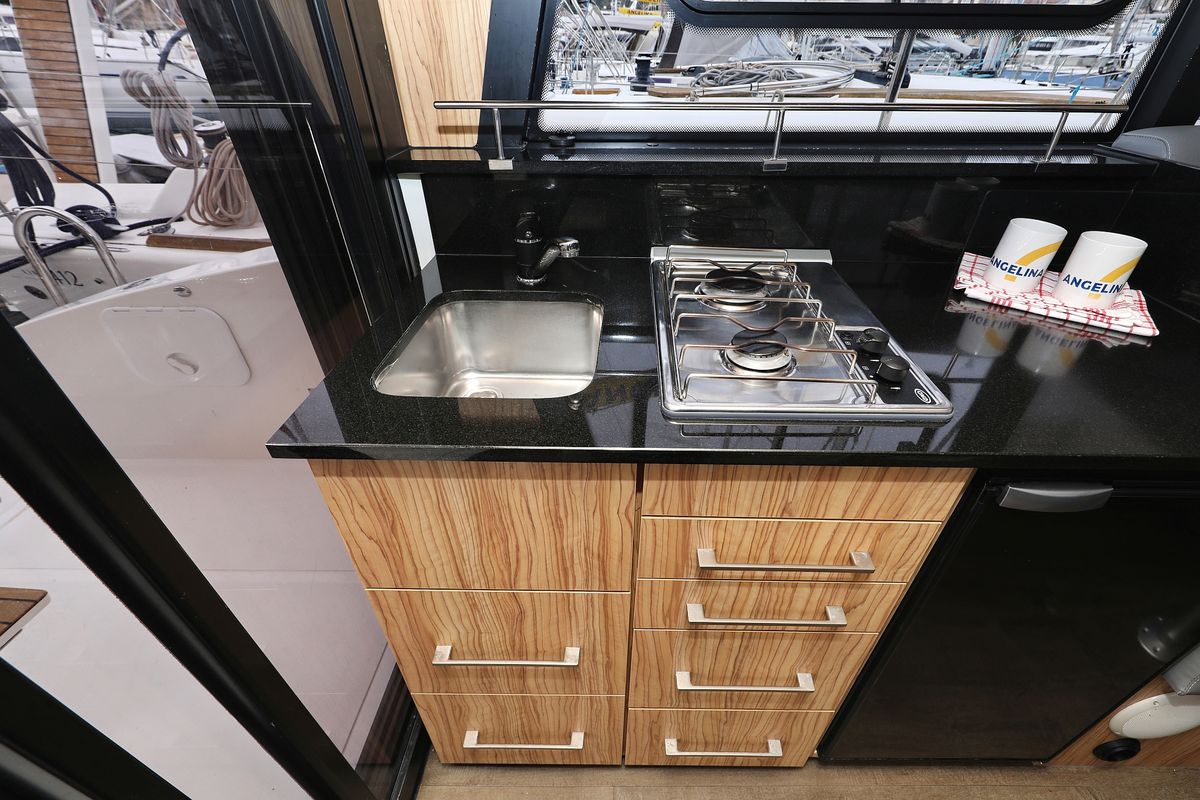 Galley of Running Gag I, a Cobra Yachts Futura 40 Grand Horizon yacht at Grad Biograd na Moru, Croatia