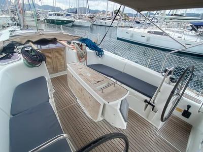 Deck of Rhapsody, a Beneteau Oceanis 43 sailboat at Marmaris, Turkey
