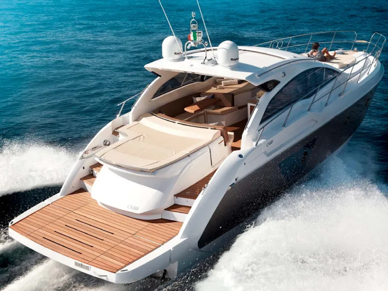 Exterior view of Piccerè, a Sessa Marine Sessa C48 motorboat at Salerno, Italy