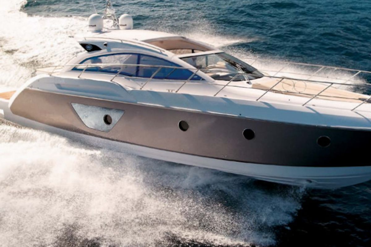 Exterior view of Piccerè, a Sessa Marine Sessa C48 motorboat at Salerno, Italy