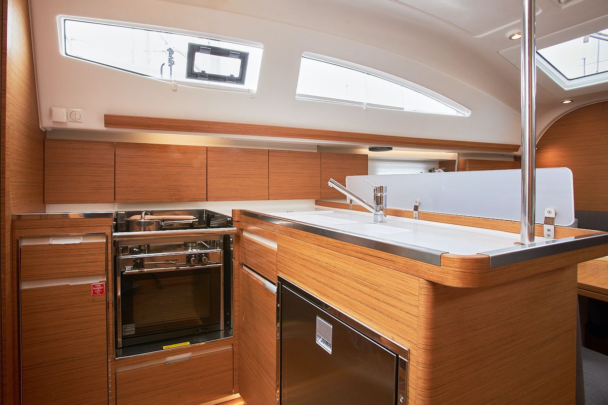 Galley of Iron man, a Elan Impression 40 sailboat at Grad Kaštela, Croatia