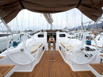 Cockpit of Iron man, a Elan Impression 40 sailboat at Grad Kaštela, Croatia