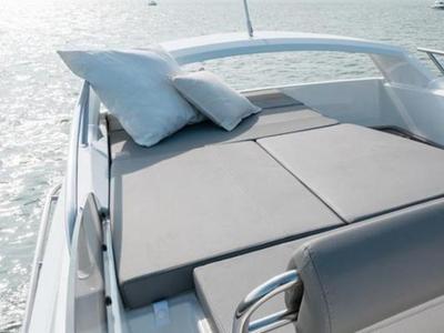 Deck of Lumar SeaMotion, a Beneteau Antares 30 Fly motorboat at Split, Croatia