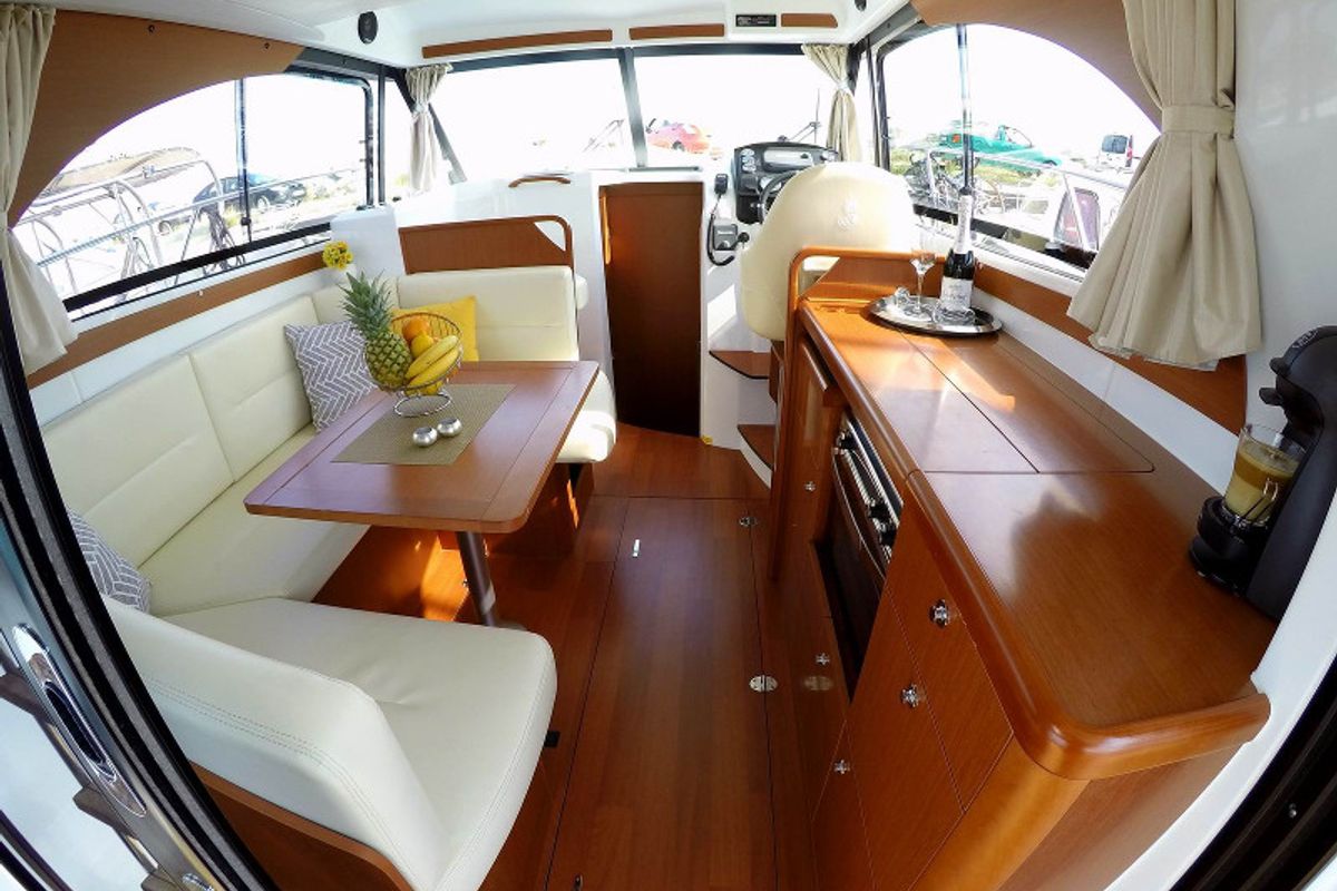 Salon of Lumar SeaMotion, a Beneteau Antares 30 Fly motorboat at Split, Croatia