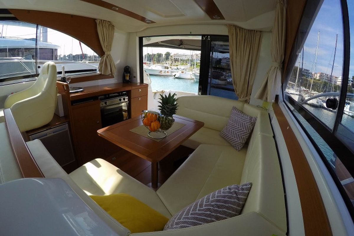 Salon of Lumar SeaMotion, a Beneteau Antares 30 Fly motorboat at Split, Croatia