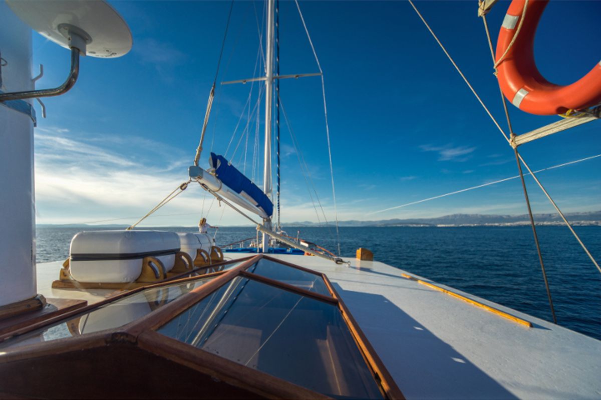 Deck of Atalanta, a Gulet Gulet gulet at Stobreč, Croatia