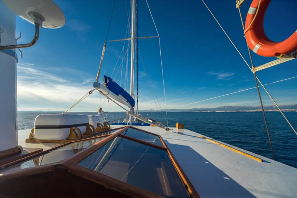 Deck of Atalanta, a Gulet Gulet gulet at Stobreč, Croatia