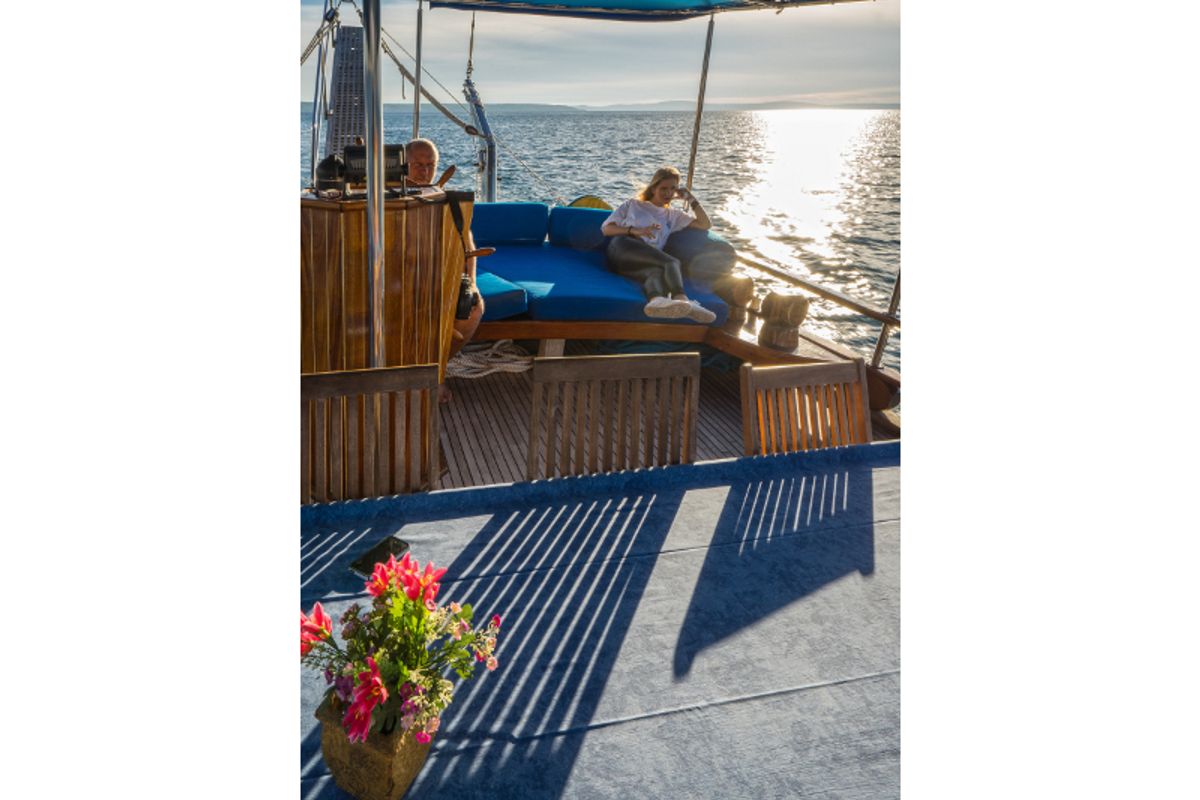 Deck of Atalanta, a Gulet Gulet gulet at Stobreč, Croatia