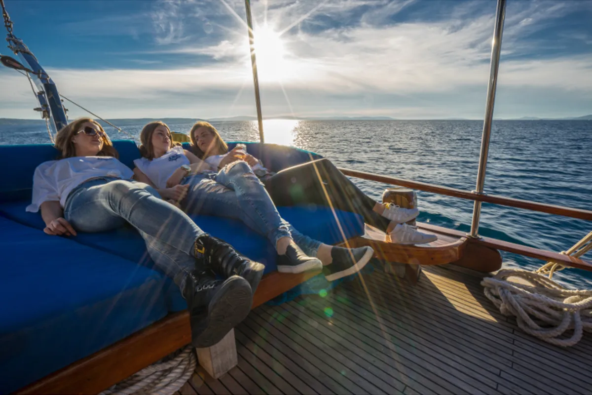 Deck of Atalanta, a Gulet Gulet gulet at Stobreč, Croatia