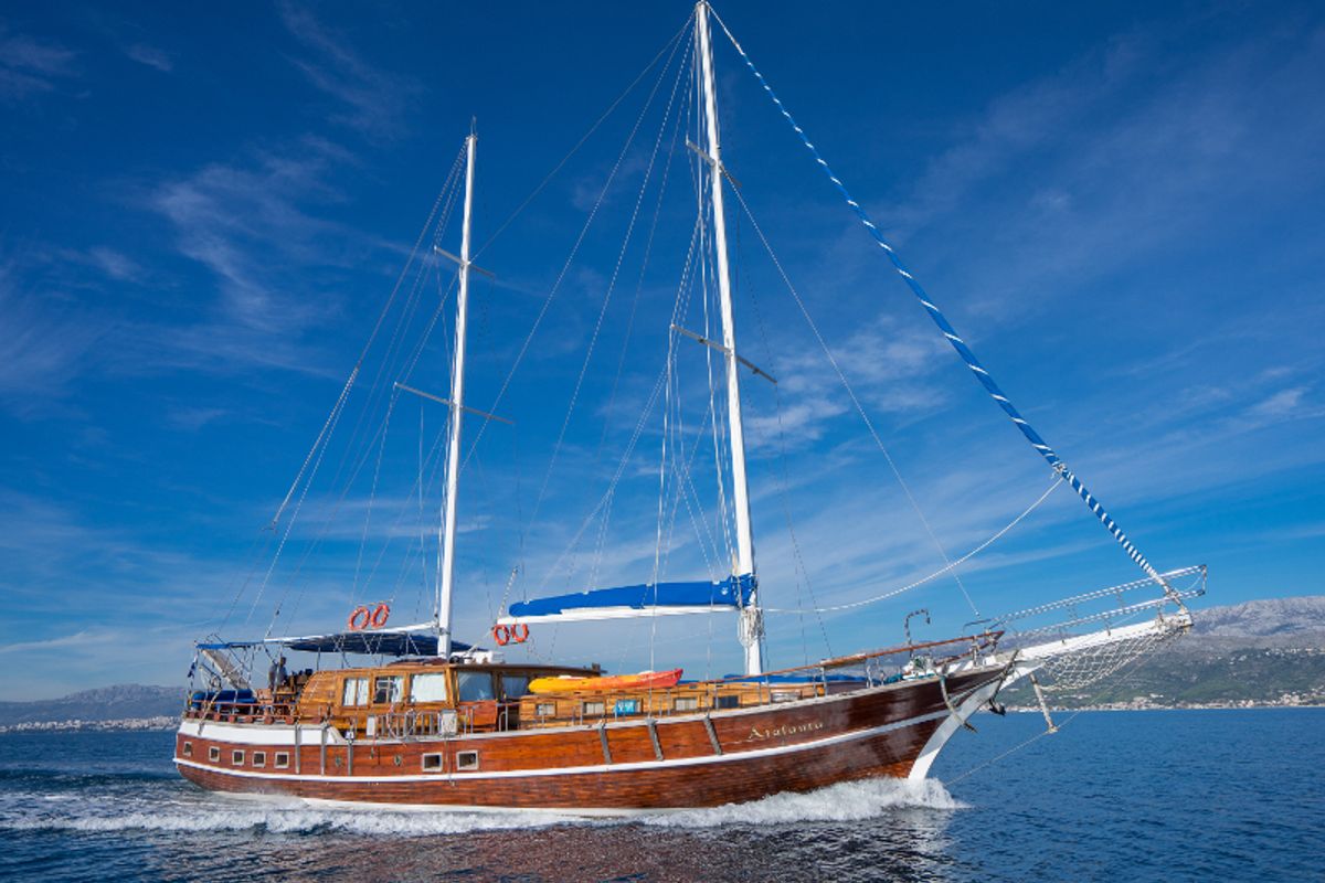Exterior view of Atalanta, a Gulet Gulet gulet at Stobreč, Croatia