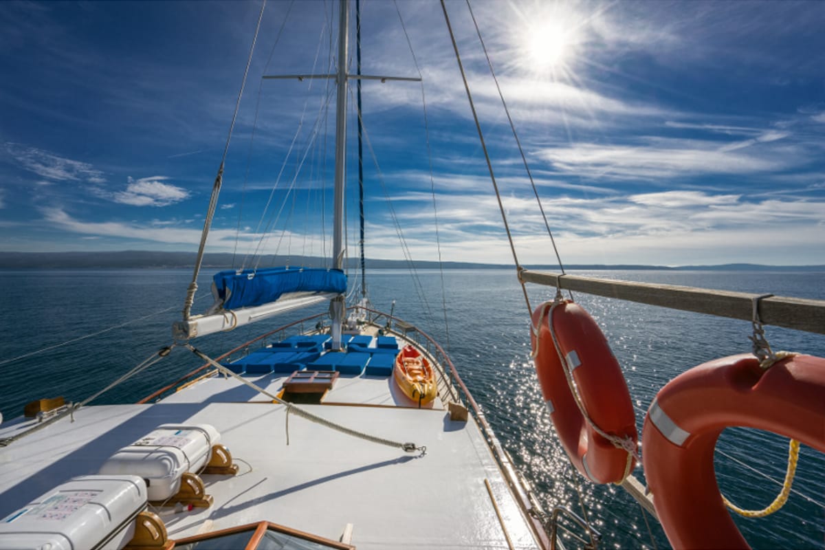 Deck of Atalanta, a Gulet Gulet gulet at Stobreč, Croatia