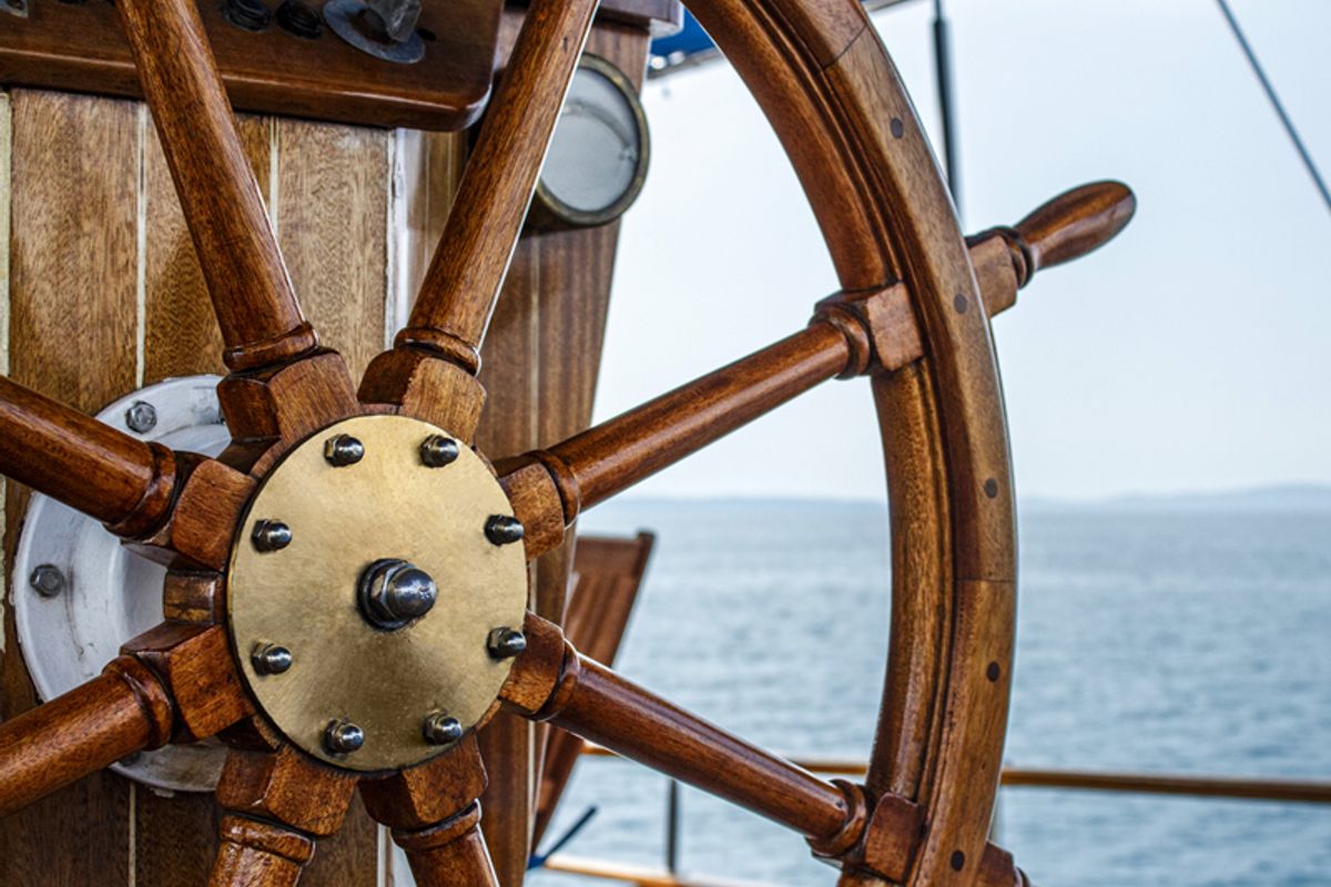 Cockpit of Atalanta, a Gulet Gulet gulet at Stobreč, Croatia