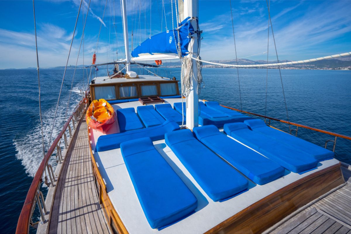 Deck of Atalanta, a Gulet Gulet gulet at Stobreč, Croatia