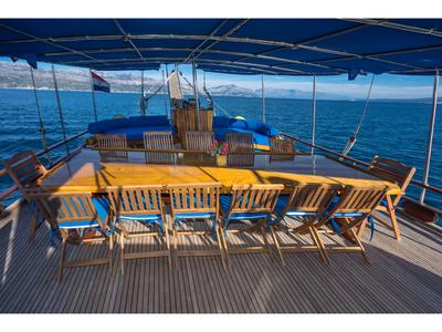 Deck of Atalanta, a Gulet Gulet gulet at Stobreč, Croatia