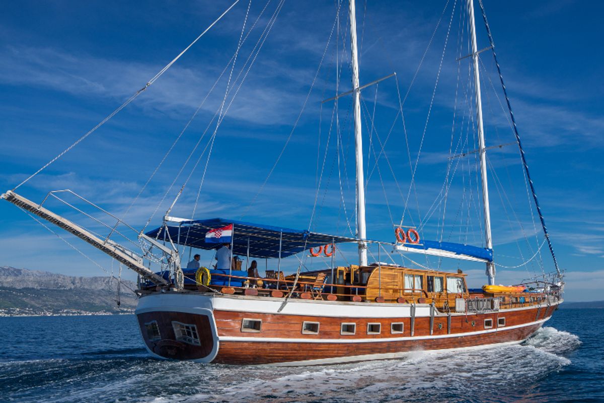Exterior view of Atalanta, a Gulet Gulet gulet at Stobreč, Croatia