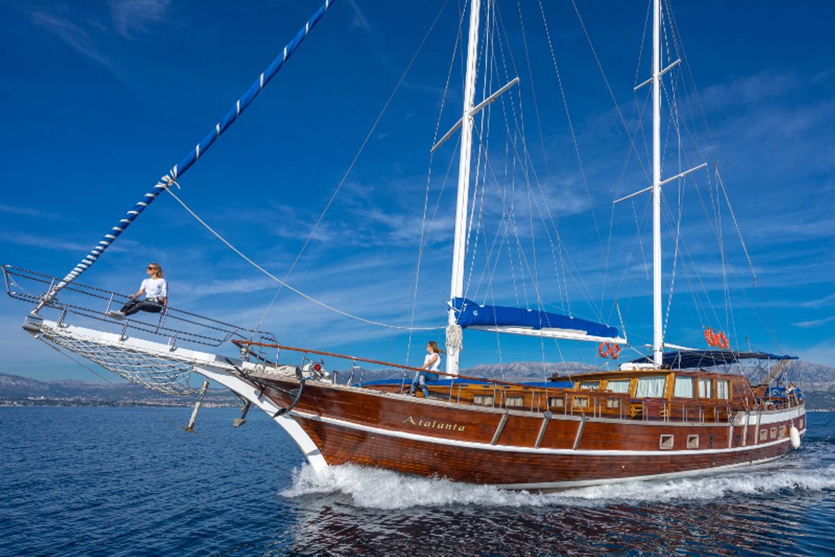 Exterior view of Atalanta, a Gulet Gulet gulet at Stobreč, Croatia