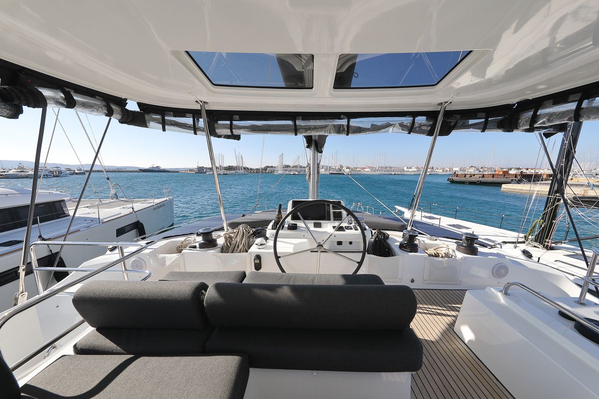Cockpit of SERENDIPITY, a Lagoon 51 catamaran at Općina Sukošan, Croatia