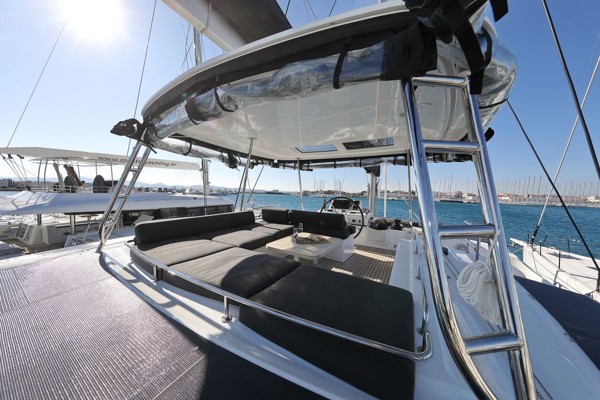 Cockpit of SERENDIPITY, a Lagoon 51 catamaran at Općina Sukošan, Croatia