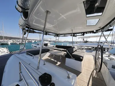 Cockpit of SERENDIPITY, a Lagoon 51 catamaran at Općina Sukošan, Croatia
