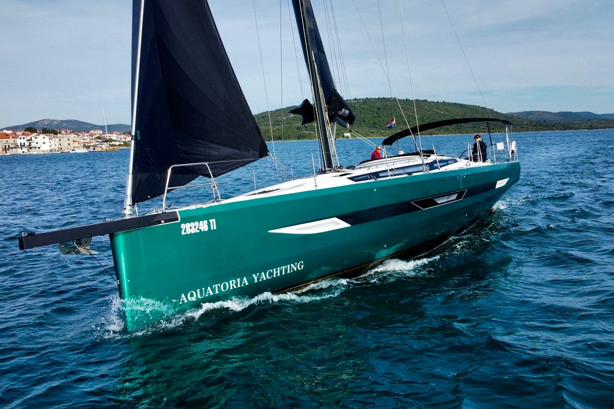 Exterior view of Loki, a Elan E6 sailboat at Pirovac, Croatia