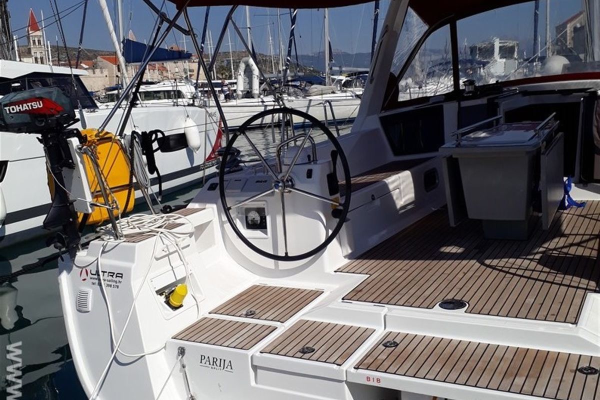 Cockpit of PARIJA, a Beneteau Oceanis 45 sailboat at Split, Croatia