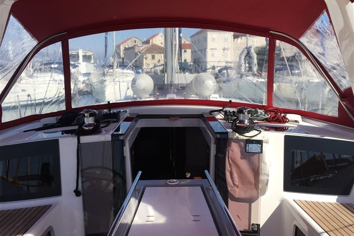 Cockpit of PARIJA, a Beneteau Oceanis 45 sailboat at Split, Croatia
