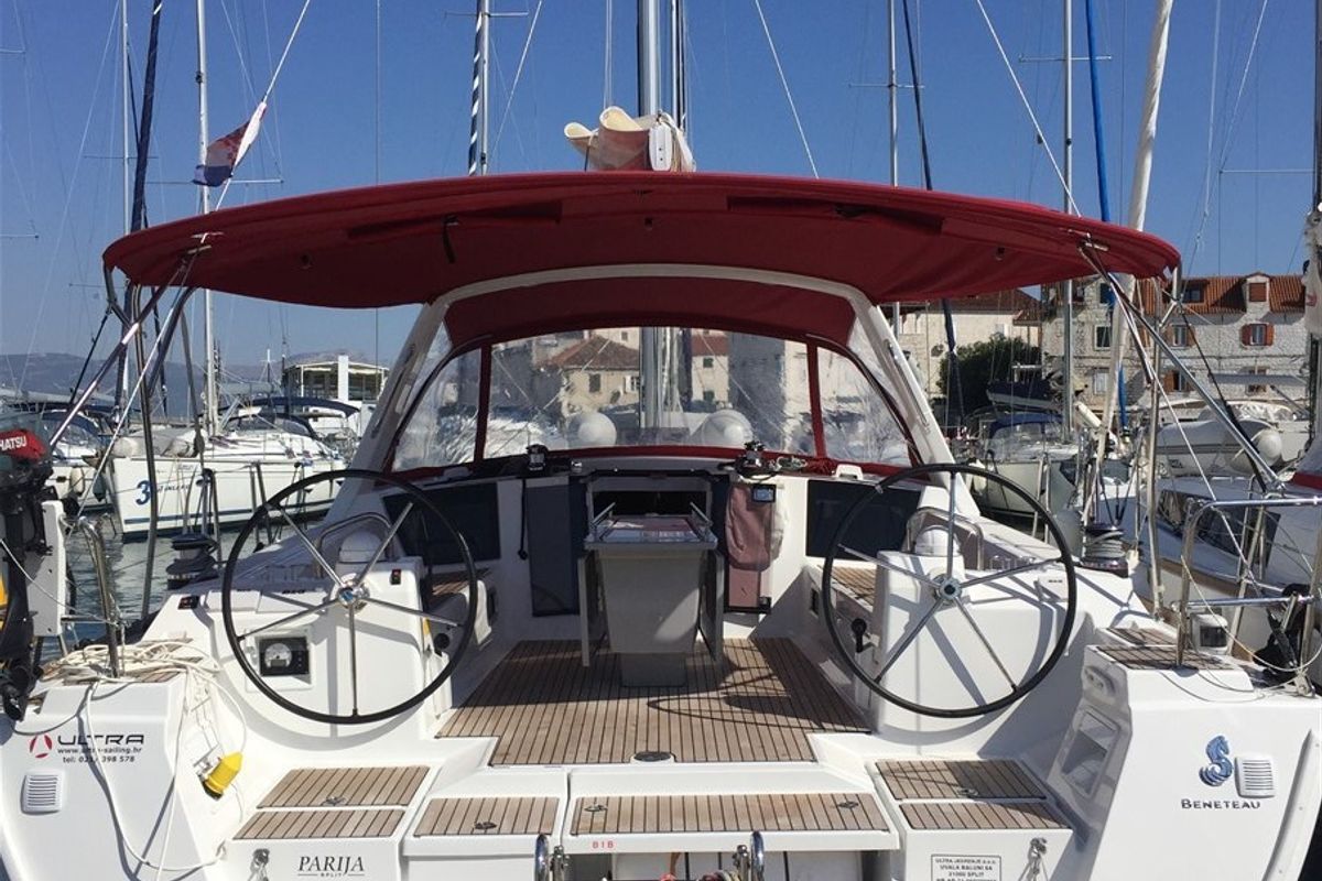 Cockpit of PARIJA, a Beneteau Oceanis 45 sailboat at Split, Croatia