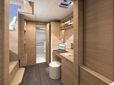 Cabin on Blue Willi, a Lagoon 38 catamaran at Olbia, Italy
