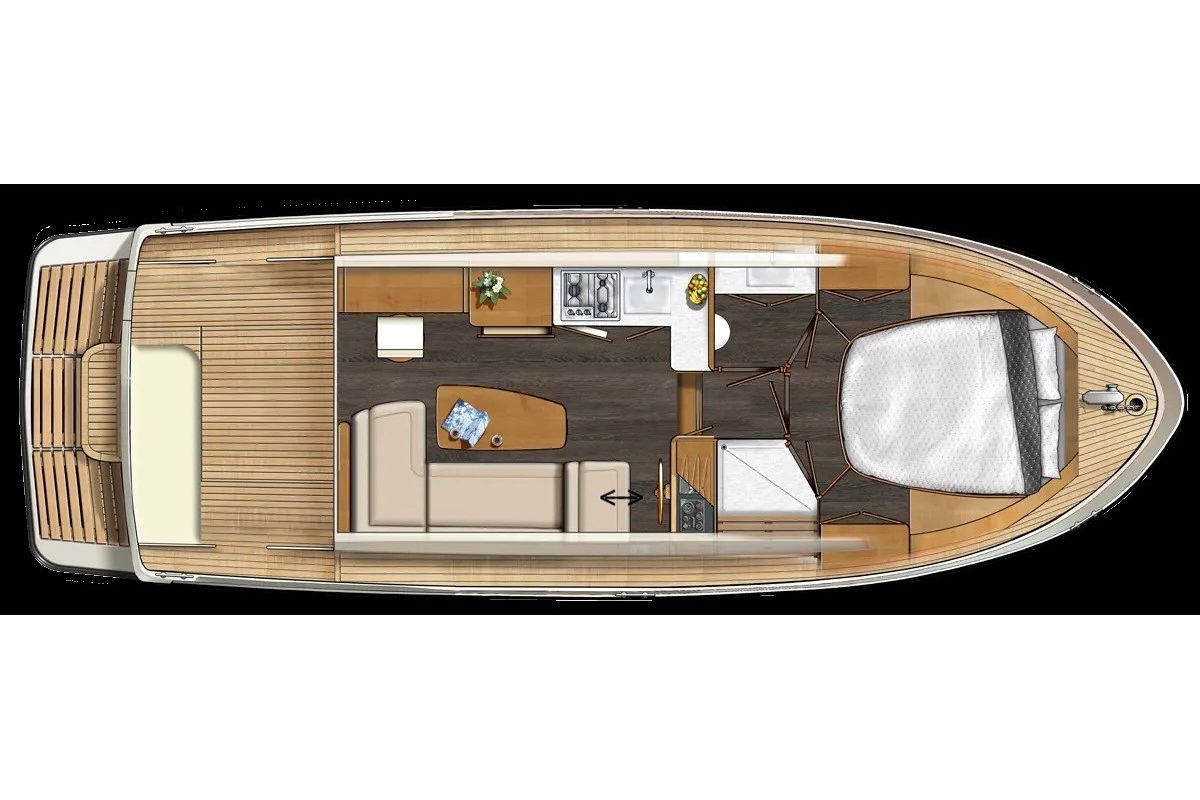 Floor plan of Amy, a Gulet x-reuse motorboat at Mirow, Germany