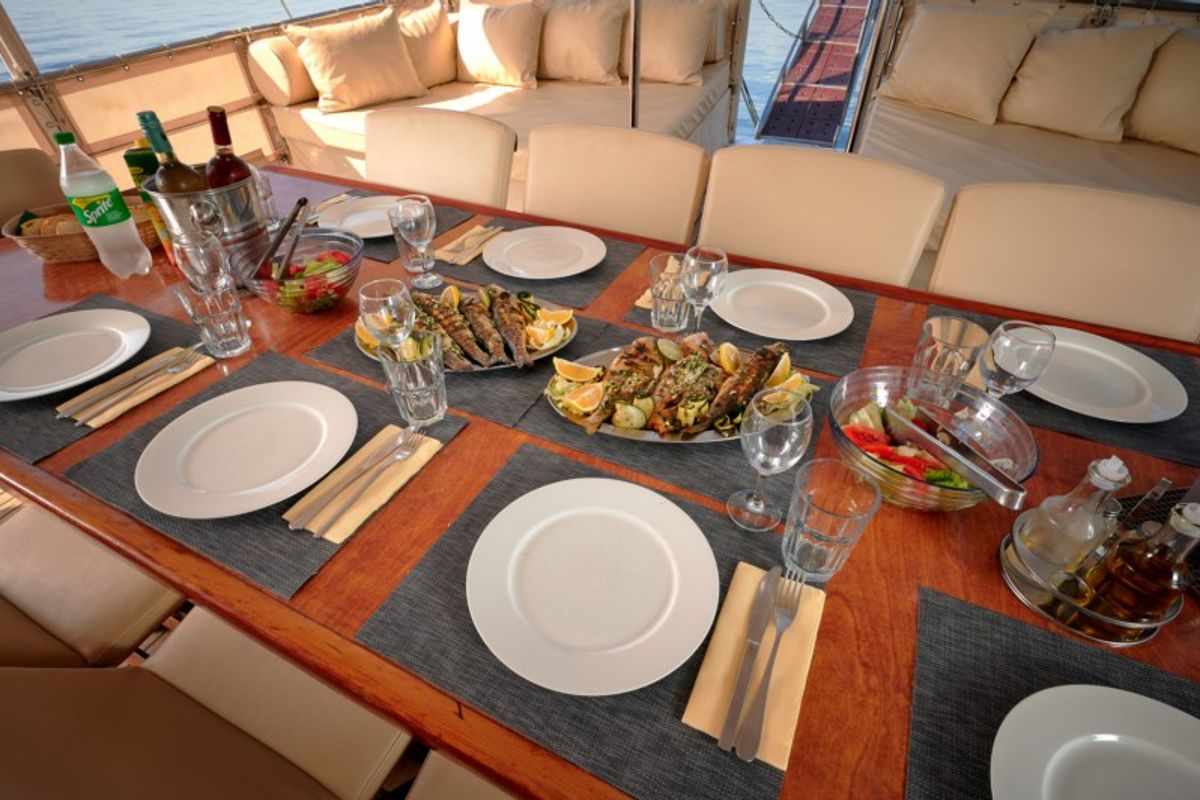 Deck of SOLE, a Gulet Gulet gulet at Grad Kaštela, Croatia