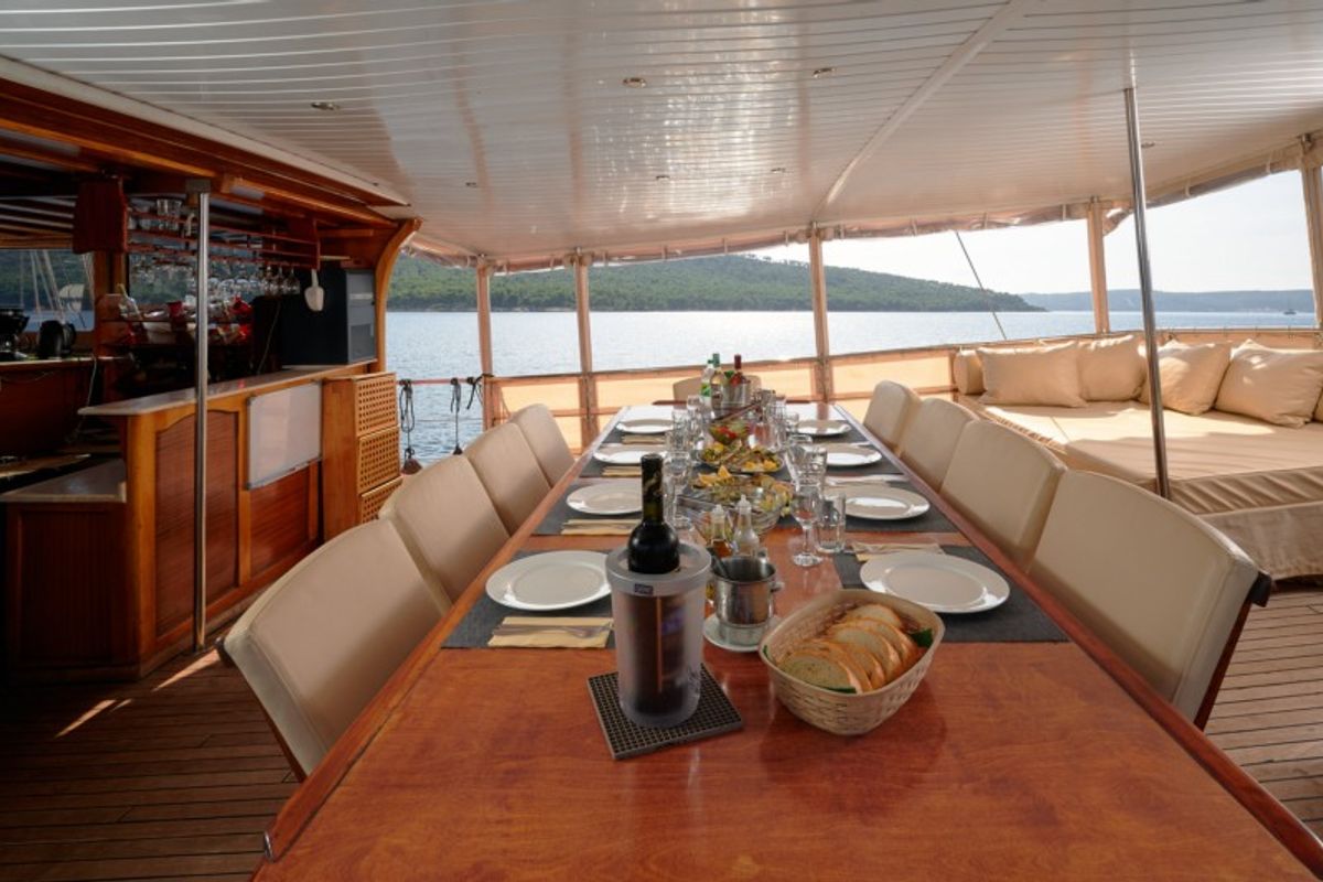 Salon of SOLE, a Gulet Gulet gulet at Grad Kaštela, Croatia