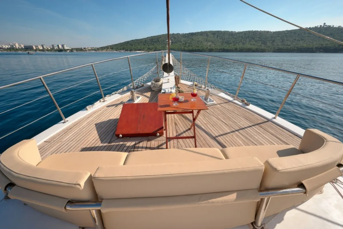 Deck of SOLE, a Gulet Gulet gulet at Grad Kaštela, Croatia