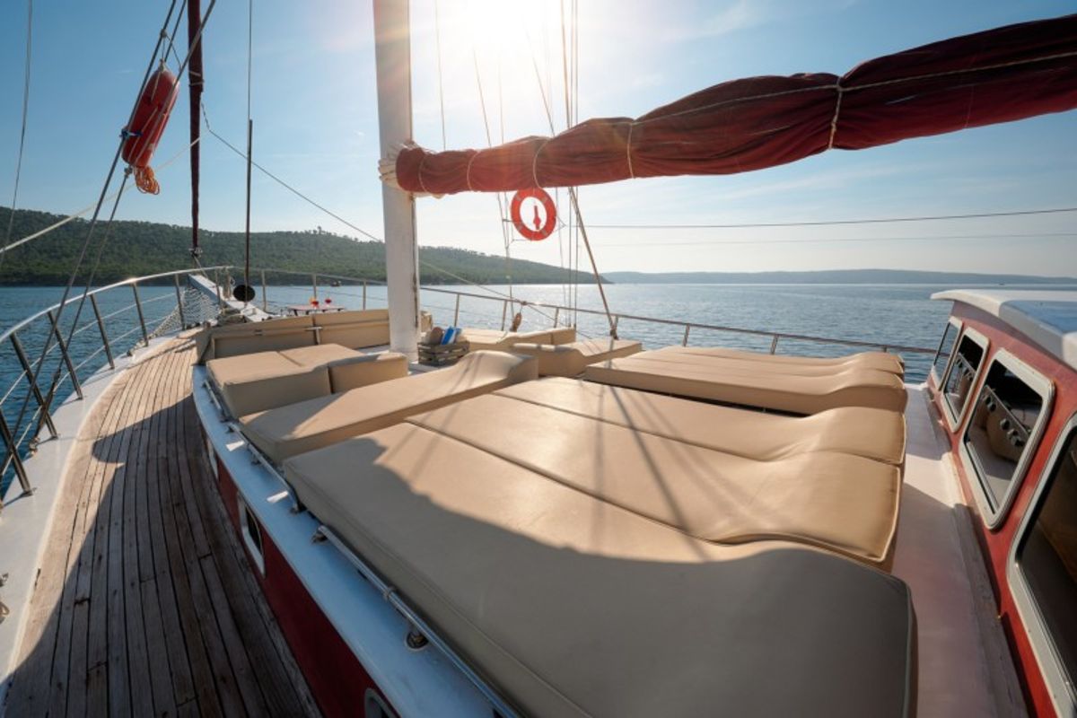Deck of SOLE, a Gulet Gulet gulet at Grad Kaštela, Croatia