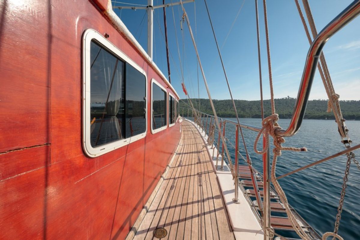 Deck of SOLE, a Gulet Gulet gulet at Grad Kaštela, Croatia