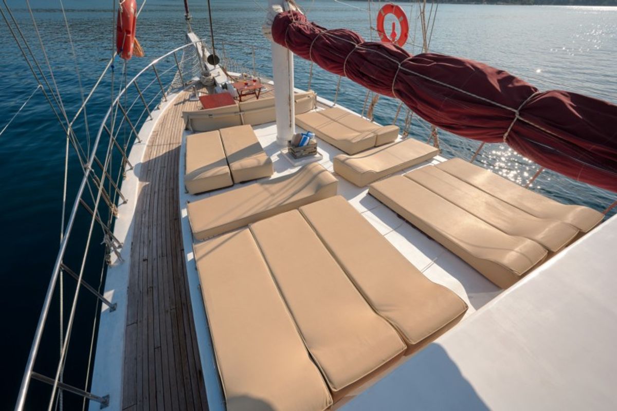 Deck of SOLE, a Gulet Gulet gulet at Grad Kaštela, Croatia